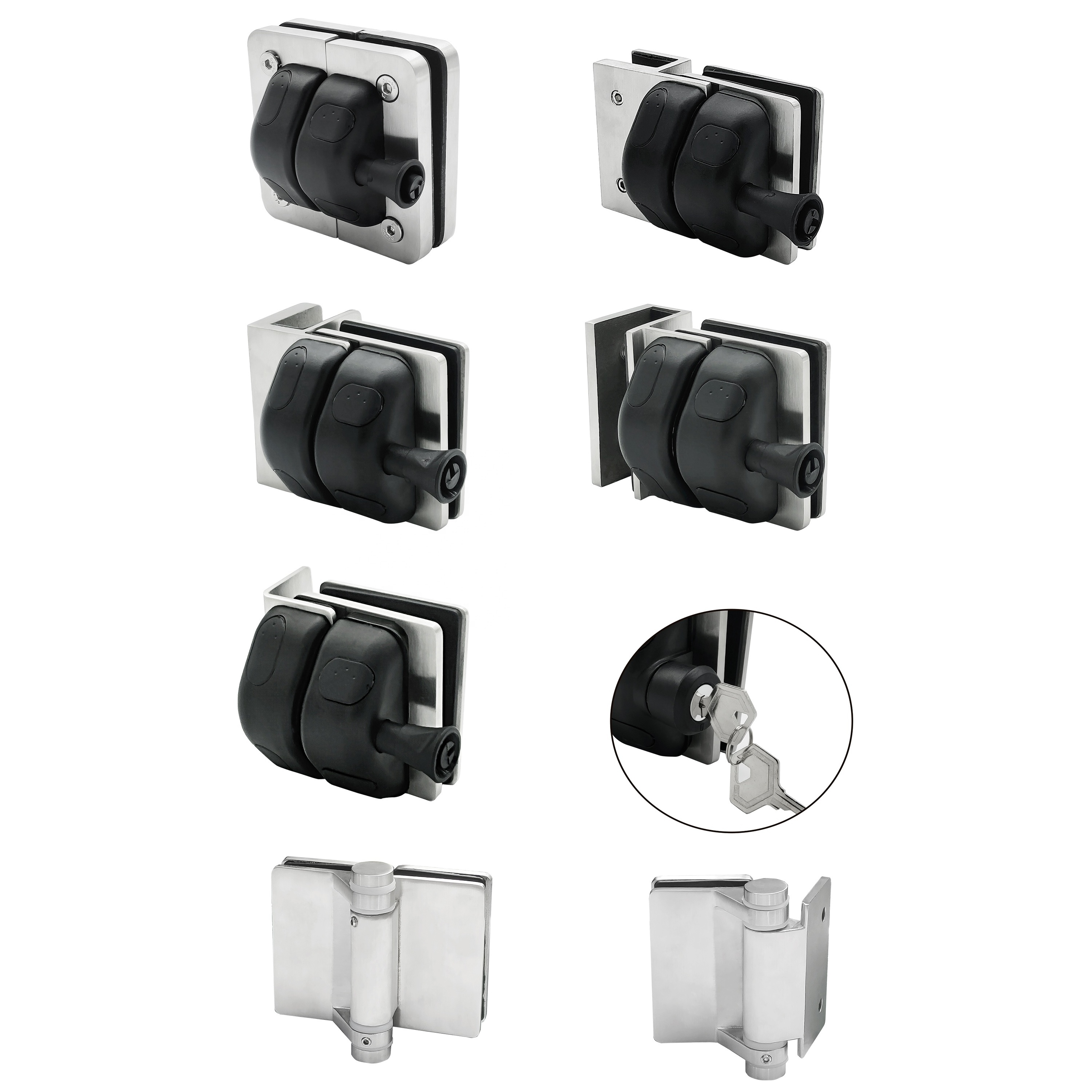 180 degree glass to glass stainless steel 316 nylon 10mm 12mm glass pool fence railing locks