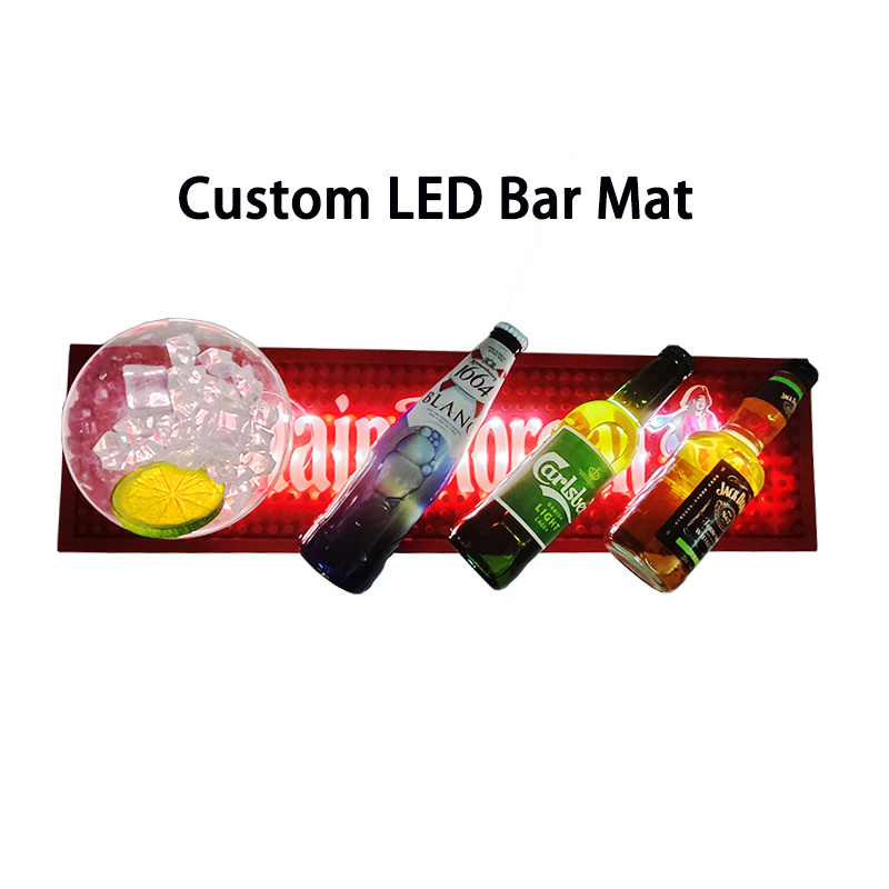 H Custom LED Bar Runner With Free Design Waterproof PVC Luminous Bar Mat, OEM Control  BAR led Mat, LED Bar Mat Inductive Switch