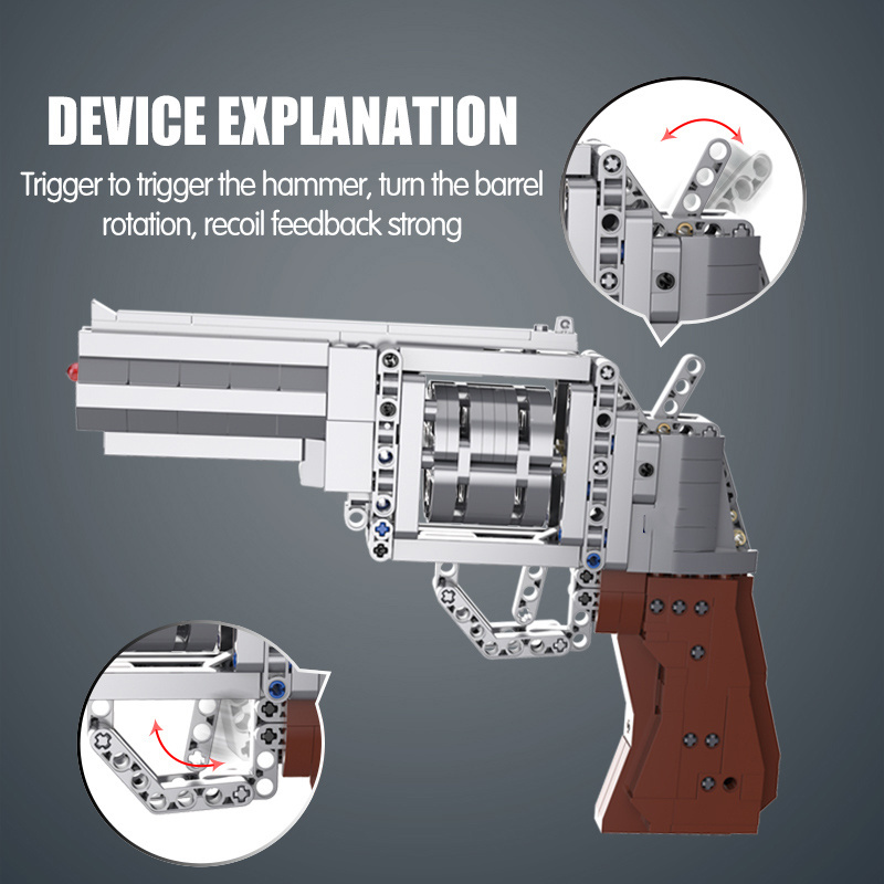 WW2 Building Block Gun Set DIY Game Technical Toys for Kids Boys 475 pcs Revolver Pistol Educational Plastic Blocks