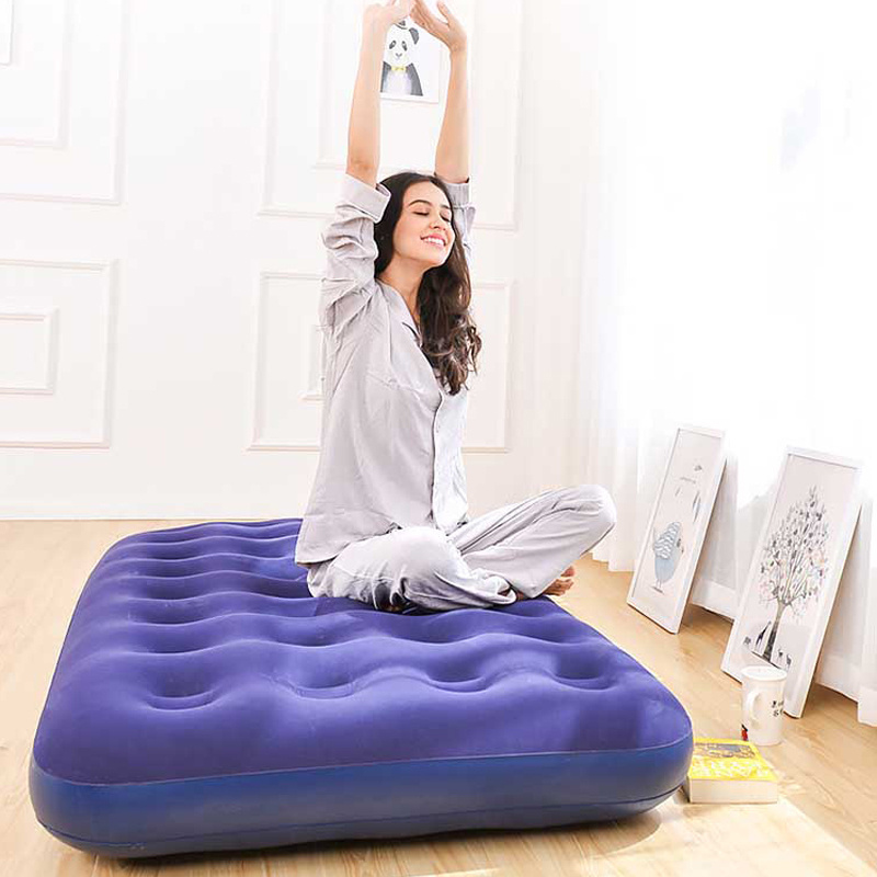 Hot Sale Flocking Inflatable Bed Mattress Kid Travel Sleeping Air Bed With Pump