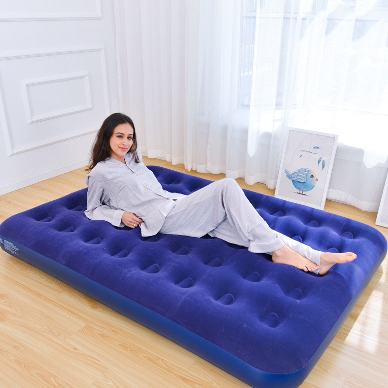 Hot Sale Flocking Inflatable Bed Mattress Kid Travel Sleeping Air Bed With Pump