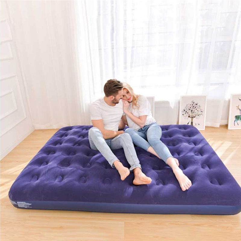 Hot Sale Flocking Inflatable Bed Mattress Kid Travel Sleeping Air Bed With Pump