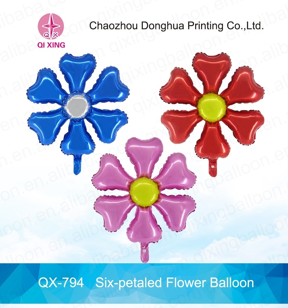 Six-petaled flower Latex free balloons stuffing machine balloons flower with logo