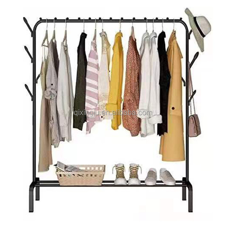 Metal Single Stainless Steel Clothes Hanger Coat Rack Standing Floor Clothing Drying Racks