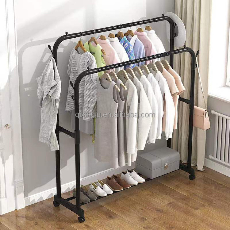 Metal Single Stainless Steel Clothes Hanger Coat Rack Standing Floor Clothing Drying Racks