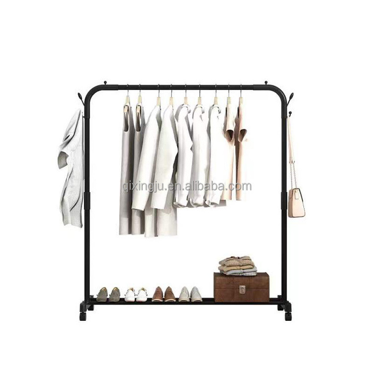 Metal Single Stainless Steel Clothes Hanger Coat Rack Standing Floor Clothing Drying Racks