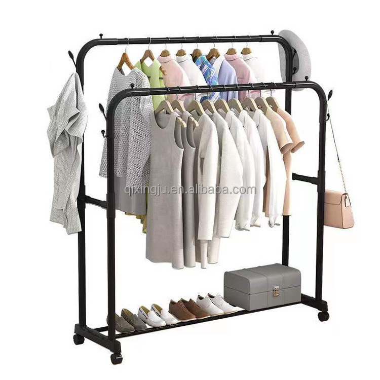 Metal Single Stainless Steel Clothes Hanger Coat Rack Standing Floor Clothing Drying Racks