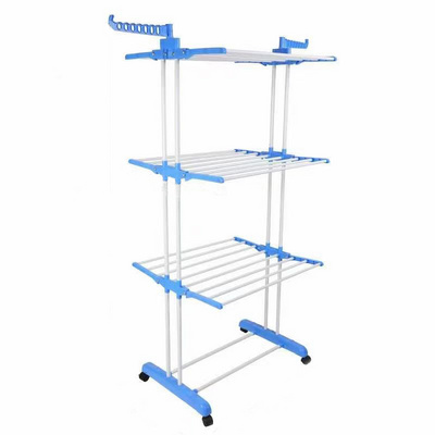 Foldable 3 Tier Clothes Drying Rack Rolling Collapsible Laundry Dryer Hanger Stand Cloth Storage Stand Hanger