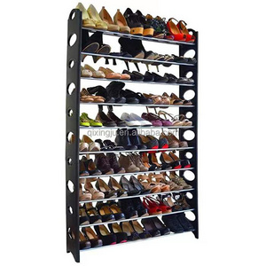 Hot Sale 50 Pairs Folding Stackable Plastic Shoe Rack With 10 Tiers Space Saving Storage Organizer