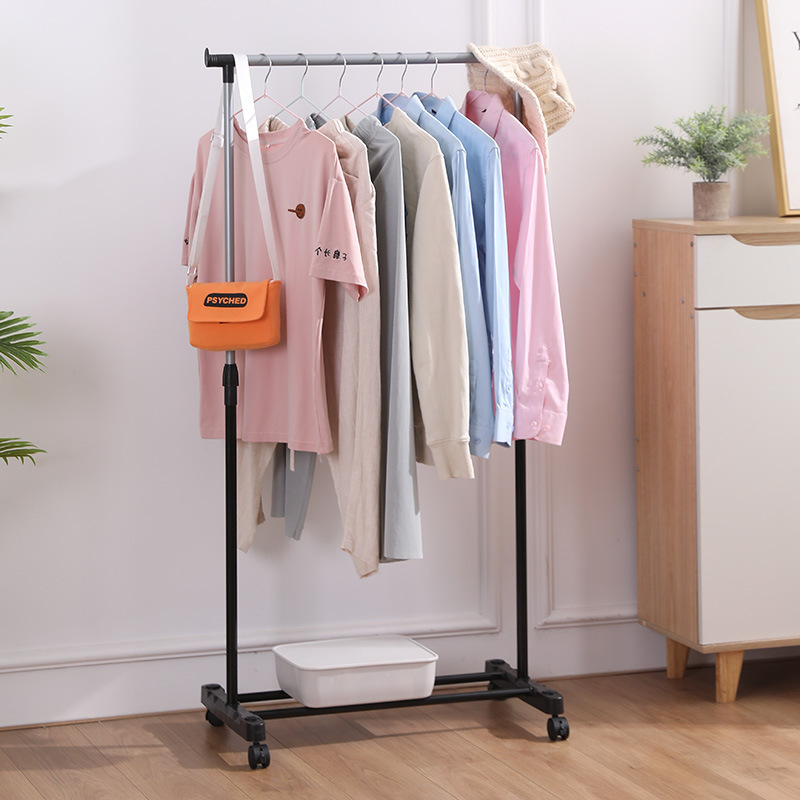 Double Rod Freestanding Closet Organiser DIY Simple Hanger Stainless Steel Clothes Rack with Shoes Rack