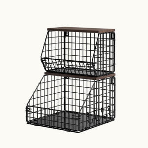 Wall-Mounted Kitchen Shelf Thickened Iron Wooden Storage Rack Foldable Vegetable And Fruit Storage Basket