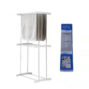 2 Layer Floor Type Stainless Steel Baby Room Indoor Bedroom Towel Drying Rack Laundry Racks