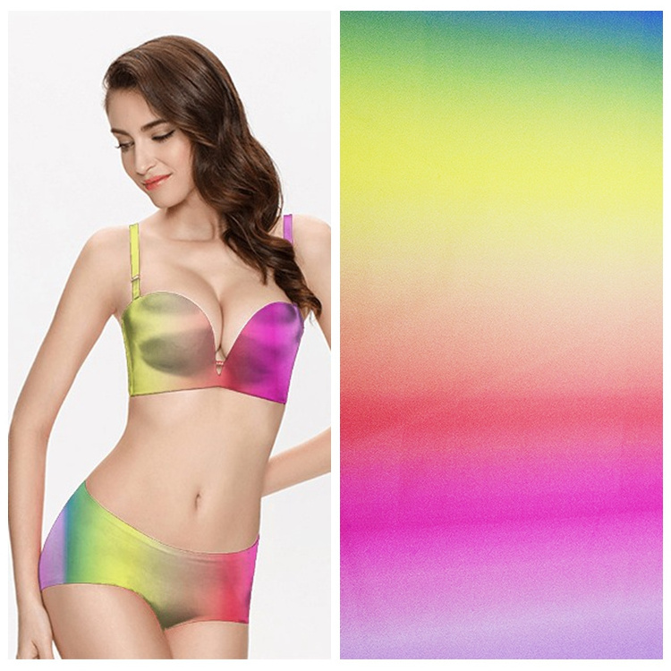 Stretch Rainbow Spandex Licras Color Change Fabric Color Changing Swimwear Fabric