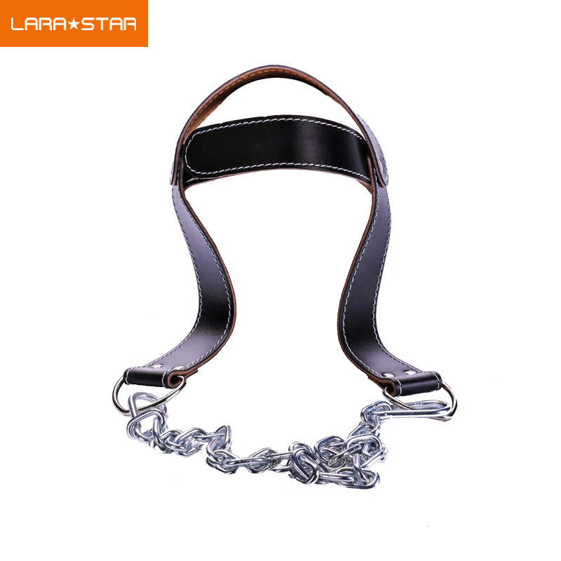 Weight lifting Head Neck Harness Neck Exercise PU leather Straps Fitness Strength Training Neck Trainer with chain