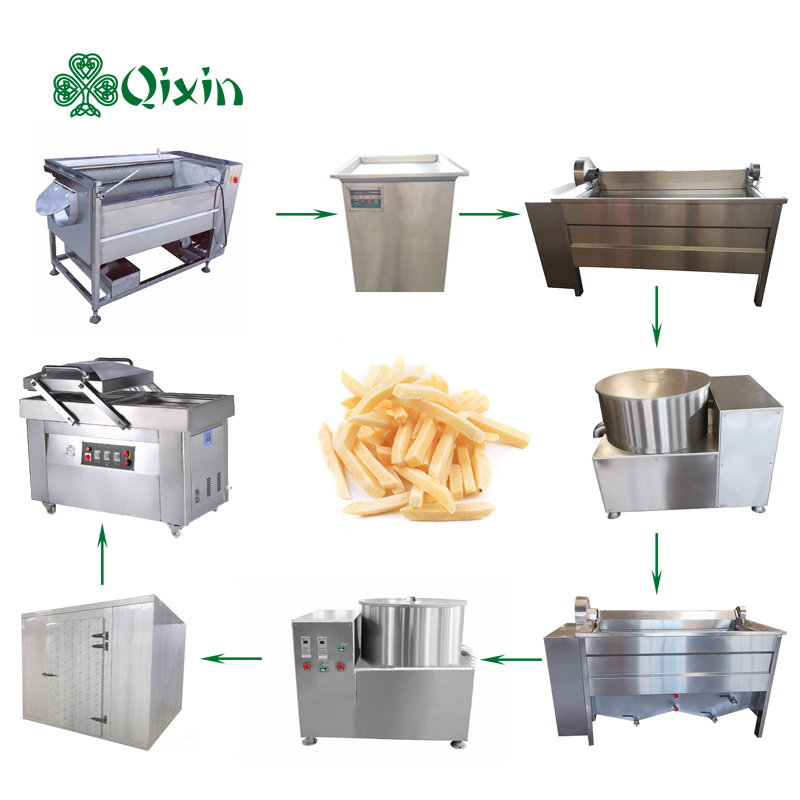 Industrial Fully Automatic Potato Chips Making Machine Potato Frozen French Fries Production Line