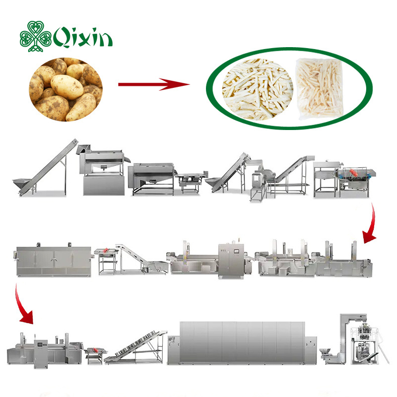 Industrial Fully Automatic Potato Chips Making Machine Potato Frozen French Fries Production Line