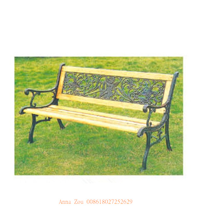 2016 Best selling wrought iron metal garden benches teak wooden garden benches outdoor bench seat for sale QX-146F