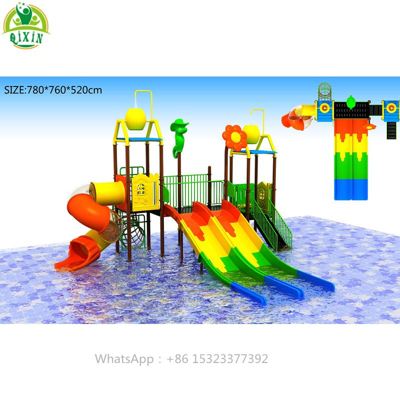 Water park design outdoor swimming pool water play equipment fiberglass rainbow slide