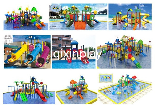 Water park design outdoor swimming pool water play equipment fiberglass rainbow slide