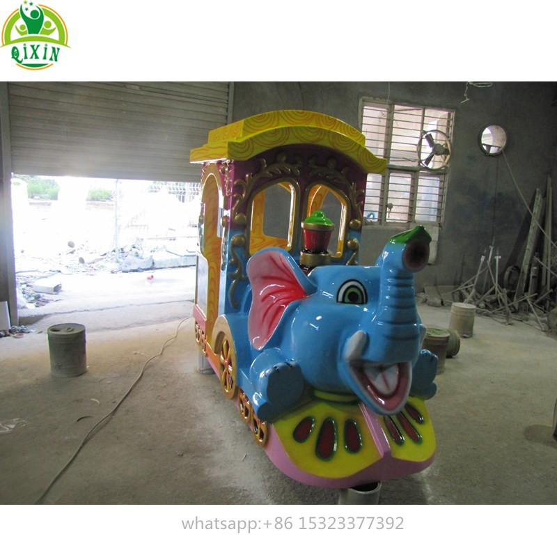 Shopping mall amusement themed park electric passenger fiberglass kids ride on train with track train