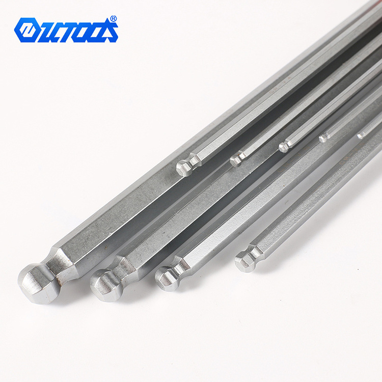 Qixin High Quality 9PC CRV Allen Ball End Long Arm Hex Key Wrench Inch Size Set crv  hex allen key set