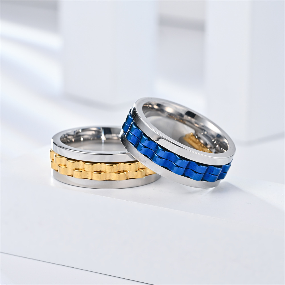 FF2396 Wholesales Stress Relief Jewelry Gift Stainless Steel Fidget Anxiety Band Rings Mens Gear Spinner Ring