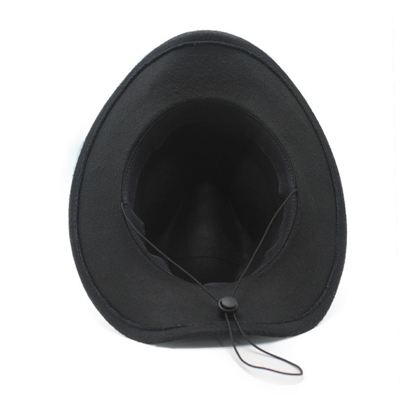 FF2132 Classic Felt Fedora Cowgirl Hats with Wide Belt Roll Up Brim Fedora Western Cowboy Hat for Women Men