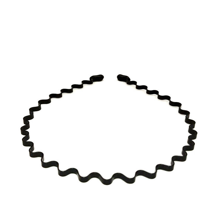 FF2544 Unisex Metal Hair Bands Spring Wave Non Slip Hoop Sports Headwear Mens Hairband Metal Black Headbands