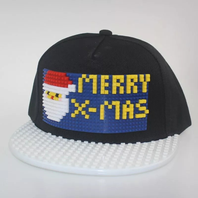 YD401 DIY Custom Xmas Santa Claus Snapback Sports Cap Men Kids Party Gift Hat Pixel Building Block Christmas Baseball Cap