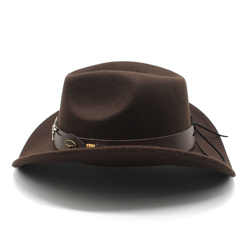 FF2132 Classic Felt Fedora Cowgirl Hats with Wide Belt Roll Up Brim Fedora Western Cowboy Hat for Women Men