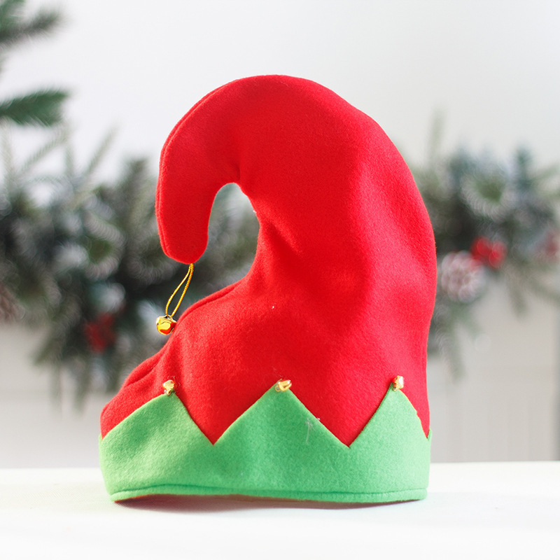 WXL381 Creative Cartoon Red Green Festival Party Decoration Bell Cosplay Party Hats Christmas Elf Hat