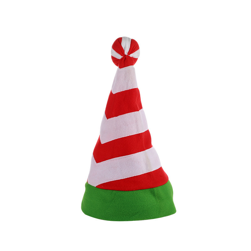 WS324 2022 New Decoration Christmas Hat Party Dance Dress Elf Red And White Striped Hat Flannelette Christmas Hat