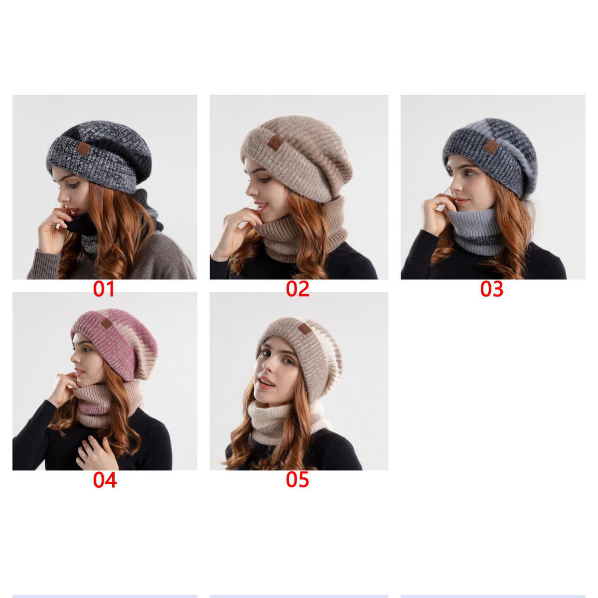 FF1857 Wholesales Knit Skull Caps Neck Warmer 2 Piece Winter Beanie Hats Scarf Set Women Warm Winter Hats