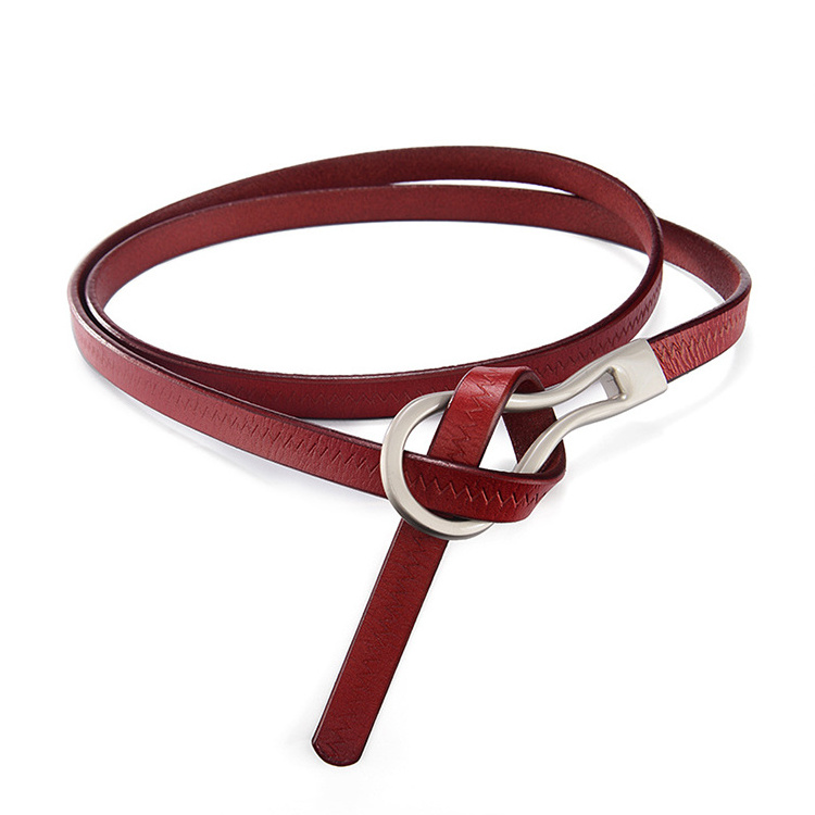 A1181 Leisure Women Thin Belt Plain Dress Jeans Sweater Accessories Sash Decor Gift Straps Soft Knot Genuine Leather Girls Belts