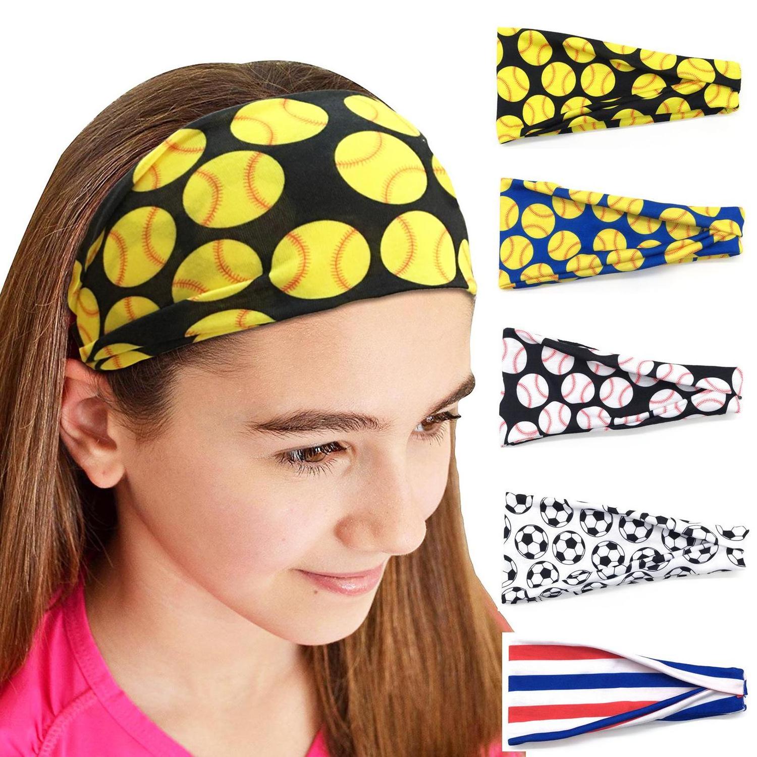 D2320 Fashion Women Softball Baseball Hairbands Elastic Head Wrap Sports Running Fitness Yoga Headband