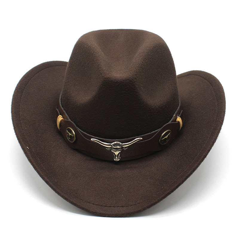 FF2132 Classic Felt Fedora Cowgirl Hats with Wide Belt Roll Up Brim Fedora Western Cowboy Hat for Women Men