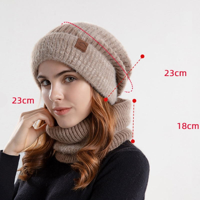 FF1857 Wholesales Knit Skull Caps Neck Warmer 2 Piece Winter Beanie Hats Scarf Set Women Warm Winter Hats