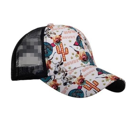 O259 Women Vintage Adjustable Snapback Baseball Cap Cross Strap Back USA Printed Graffiti Howdy Cowboys Ponytail Hat