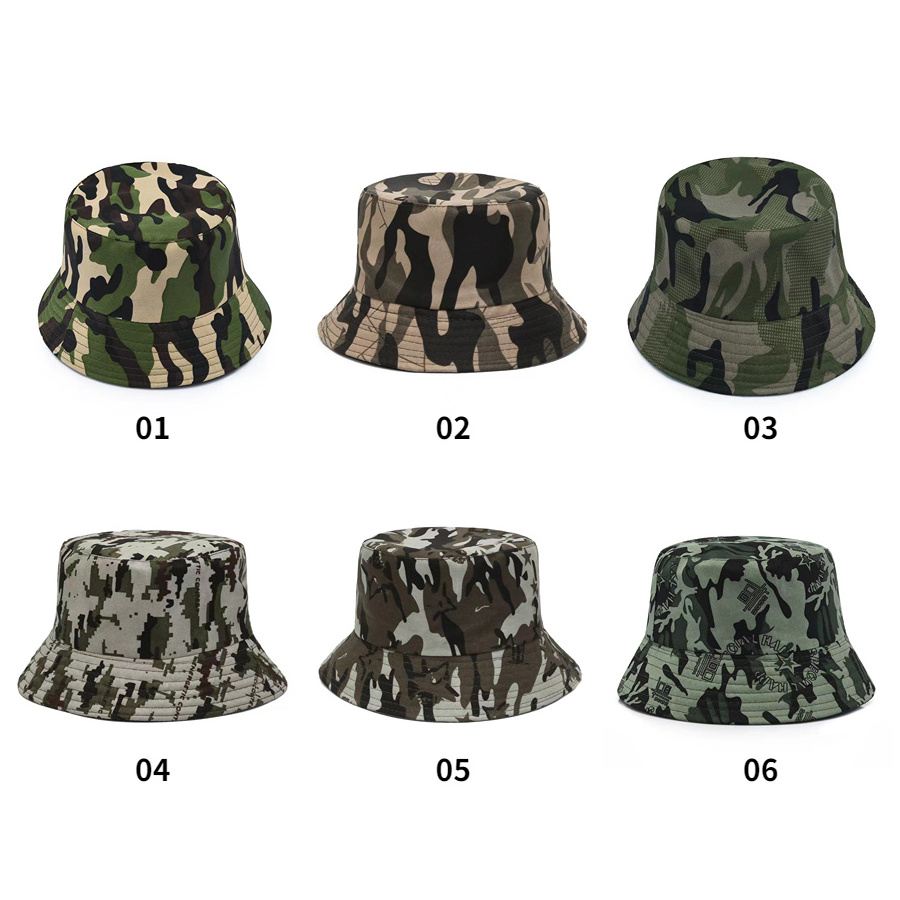 FF833 Polyester Packable Hunting Fishing Hat Summer Travel Beach Sun Cap Women Men Camo Bucket Hat