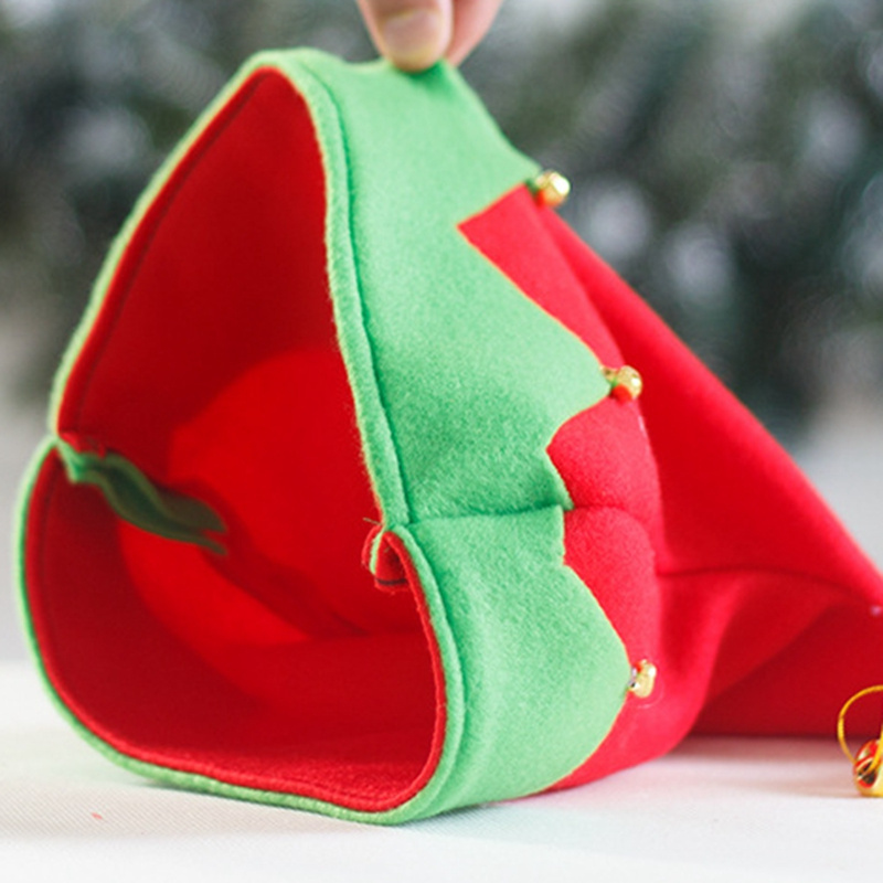 WXL381 Creative Cartoon Red Green Festival Party Decoration Bell Cosplay Party Hats Christmas Elf Hat