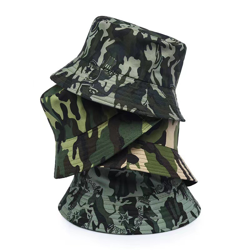 FF833 Polyester Packable Hunting Fishing Hat Summer Travel Beach Sun Cap Women Men Camo Bucket Hat