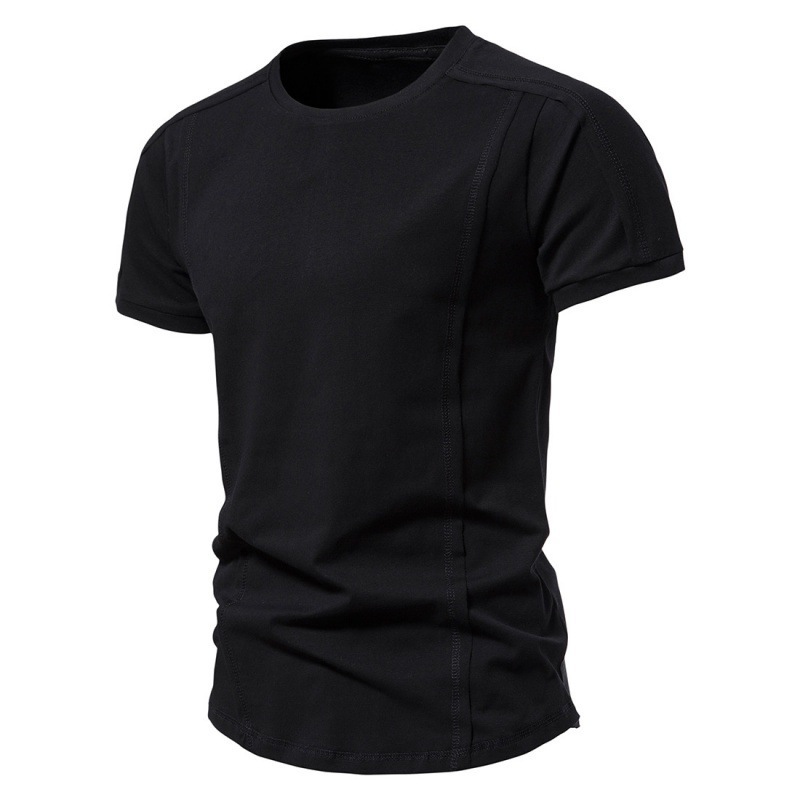 2024 Summer Men's Solid Short Sleeve T-shirt Slim Fit Sports Bottom Shirt Men's Round Neck Casual T-shirt