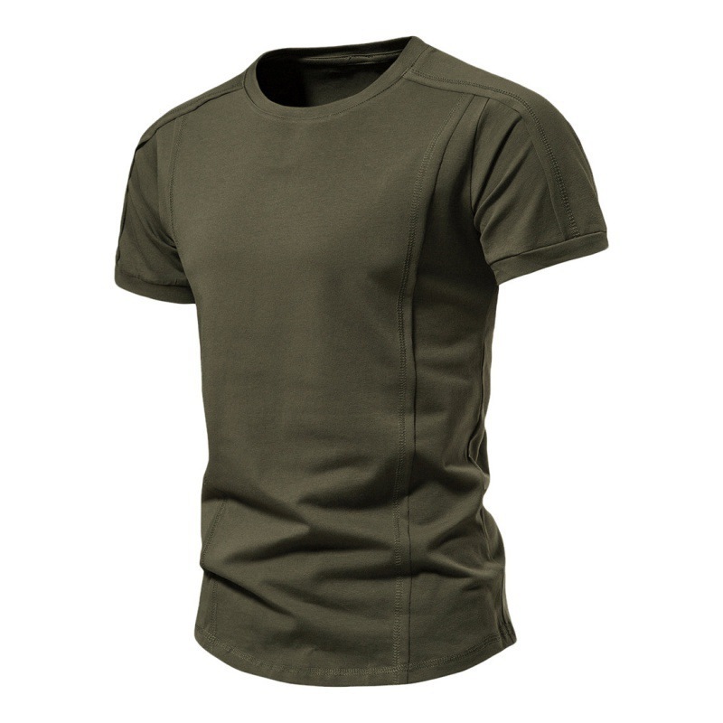 2024 Summer Men's Solid Short Sleeve T-shirt Slim Fit Sports Bottom Shirt Men's Round Neck Casual T-shirt