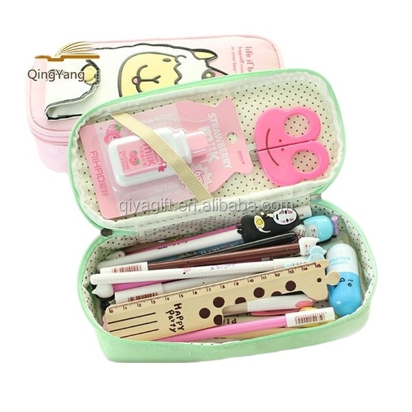 wholesale clear customizable cute animal double unbranded pencil case with compartments for school