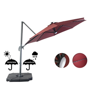 Large Parasol  Cheap Beach Umbrella With Solar Energy Led Light Patio Sunshade Umbrella Garden Cantilever  Umbrella For Outdoor