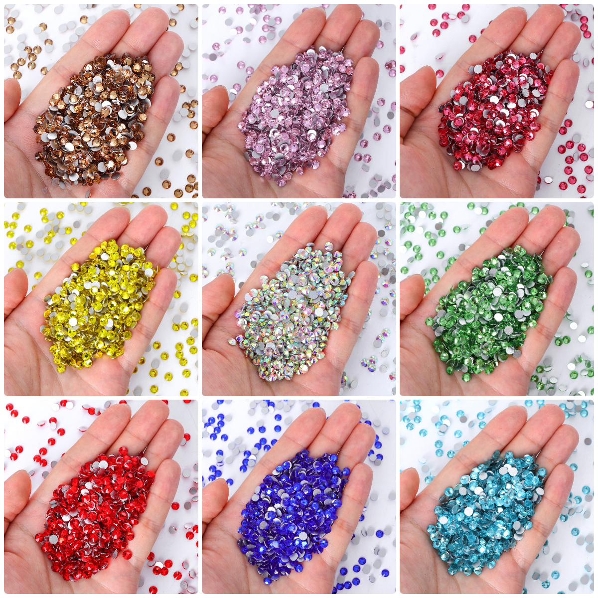 Transparent Wholesale Luminous Glass Rhinestones Non Hotfix Bulk Ab Crystal Cut Rhinestone Flatback Silver 1 Bag Round Shape