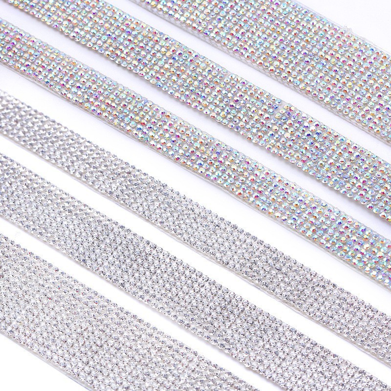 QIYI Wholesale Rhinestone Tape Self Adhesive Rhinestones Trimming Bling Crystal Glass Sheets Roll Wrap Sticker For Tumbler