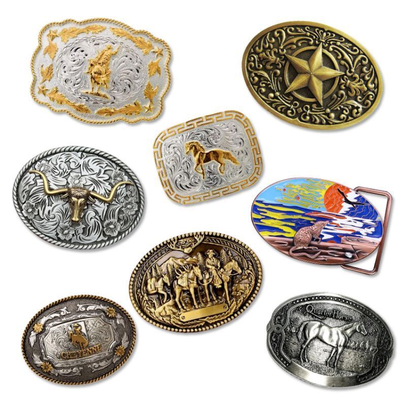 Western Fashion Designers Custom Logo Ladies Stainless Steel  Belt Buckle Customize Men Women Cowboy Rhinestone Belt Buckles