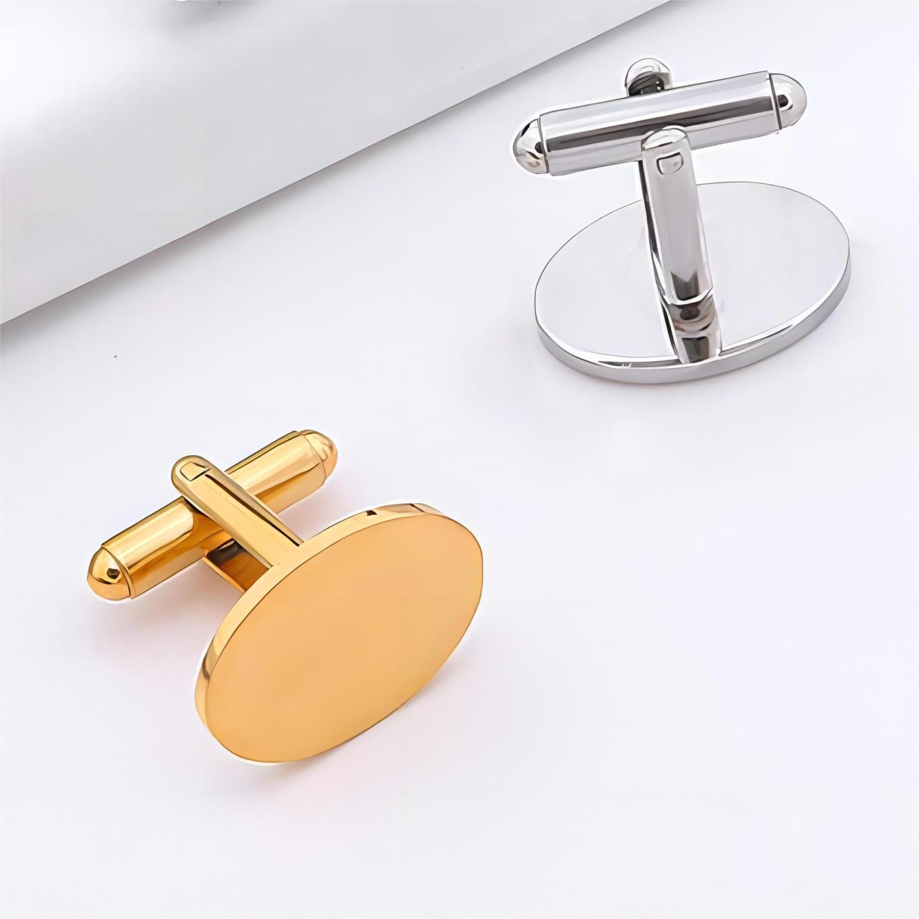 Design Wholesale Price Custom Blank 18mm Inlay Sleeve Button Backs Plain Gold Cuff Link Cufflinks For Mens