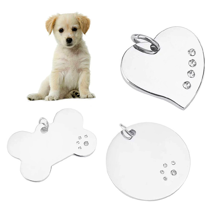 Qiygifts Custom Stainless Steel Blank Dog Tag Metal  Engraving Logo Pendant for Pet ID Name Collar Dog Tag